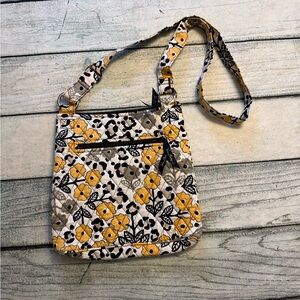 Vera Bradley yellow & gray pattern crossbody purse.